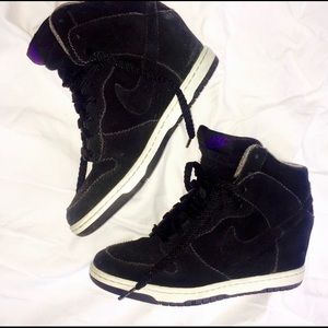 Nike Black Suede Hi Top Wedge Sneakers